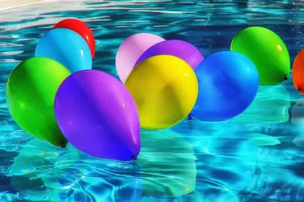 Ballons floating on water to celebrate blogiversary