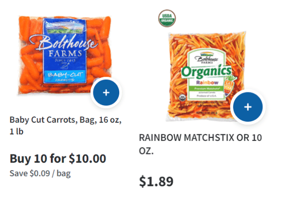 two bags of carrots and how to save money on groceries