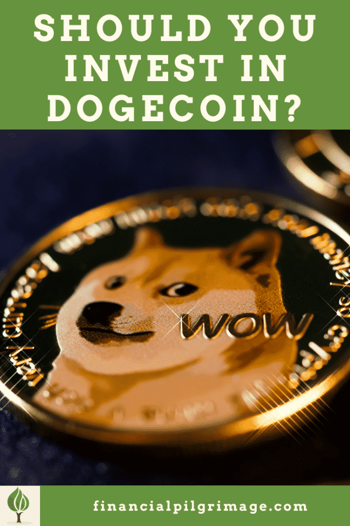pinterest image of dogecoin asking if you should invest 