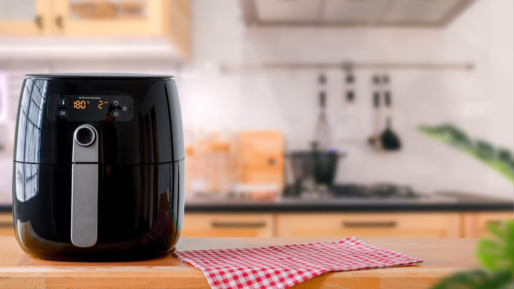 Photo of air fryer in a kitchen. 