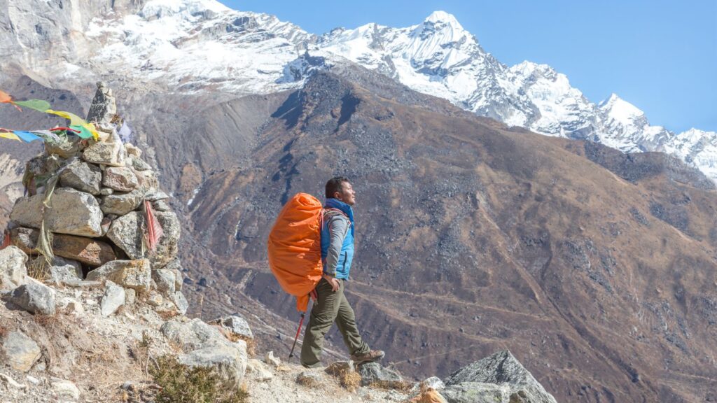 picture of man on hike in sherpa jacket