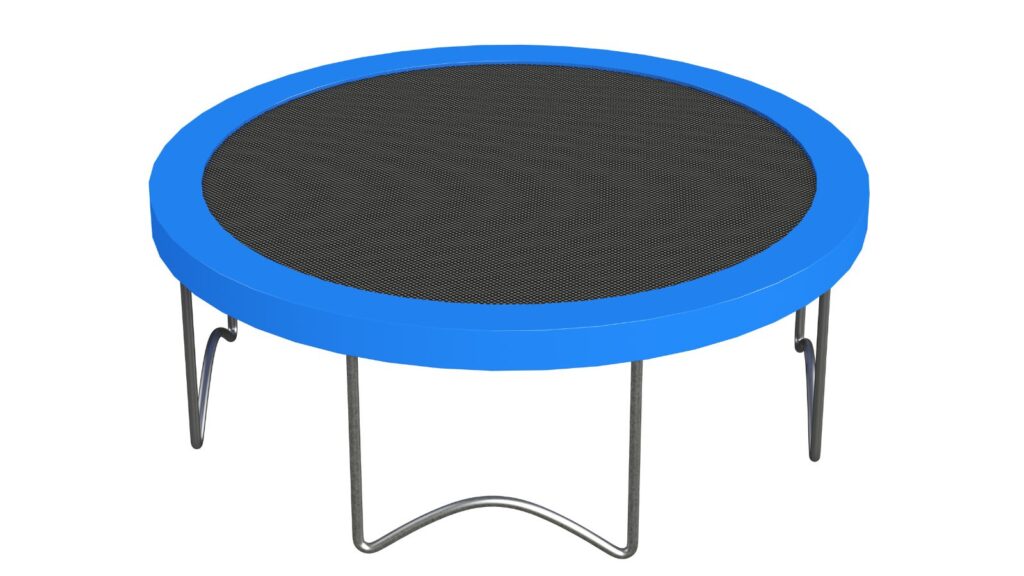 Picture of blue trampoline. 