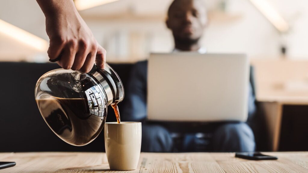 man getting coffee